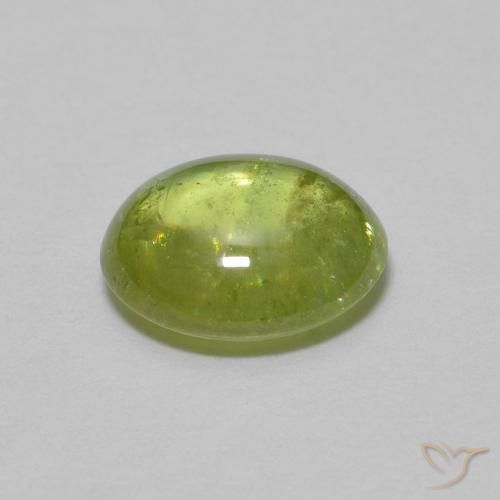 esfena Verde Oliva natural de 1.07 ct, Ovalada, Transparente