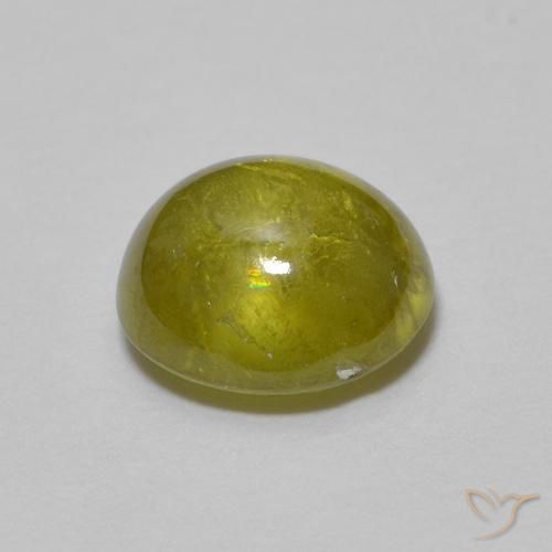 esfena Verde medio natural de 1.45 ct, Ovalada, Transparente
