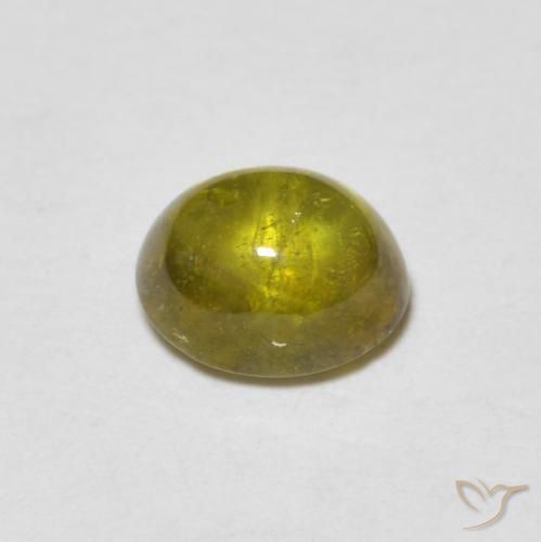 esfena Verde cálido natural de 0.93 ct, Ovalada, Transparente