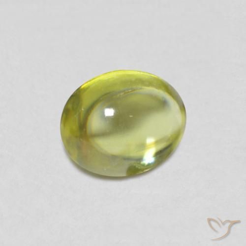 esfena Verde bosque cálido natural de 0.75 ct, Ovalada, Transparente