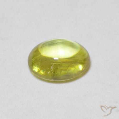 esfena Verde bosque cálido natural de 0.75 ct, Ovalada, Transparente