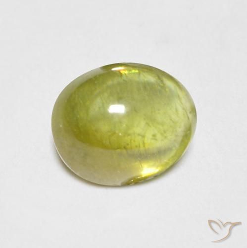 esfena Amarillo verdoso claro natural de 1.30 ct, Ovalada, Transparente
