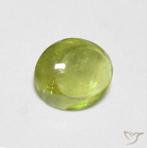 esfena Amarillo limón natural de 0.91 ct, Ovalada, Transparente