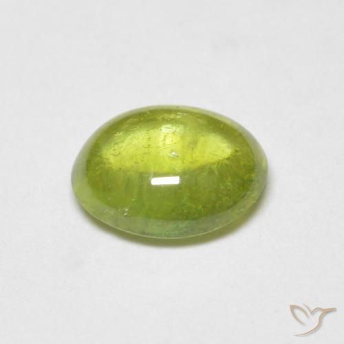 esfena Amarillo limón natural de 0.91 ct, Ovalada, Transparente