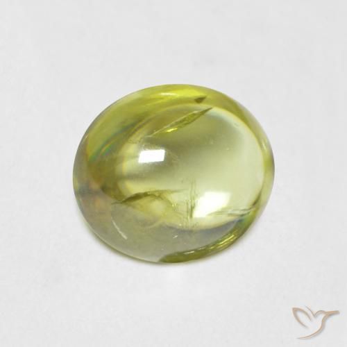 esfena Amarillo limón natural de 1.12 ct, Ovalada, Transparente