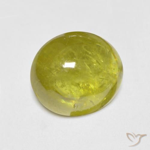 esfena Amarillo piña natural de 2.89 ct, Ovalada, Transparente