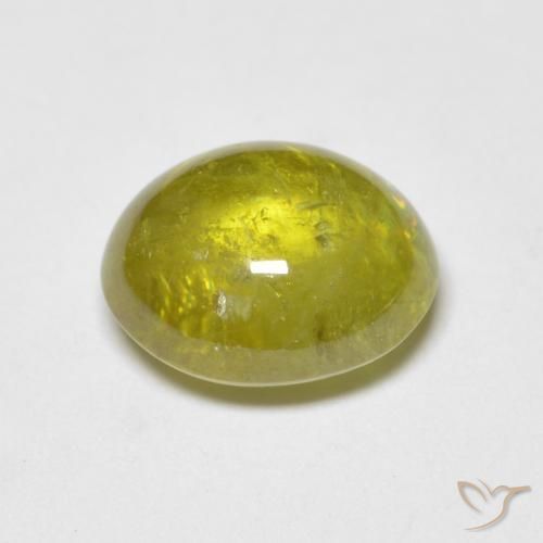 esfena Amarillo piña natural de 2.89 ct, Ovalada, Transparente