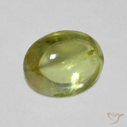 esfena Verde Oliva natural de 1.25 ct, Ovalada, Transparente