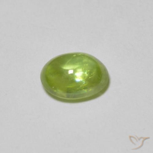 esfena Verde medio natural de 0.87 ct, Ovalada, Transparente