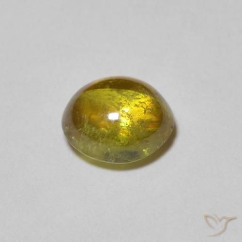 esfena Verde cálido natural de 1.23 ct, Ovalada, Transparente