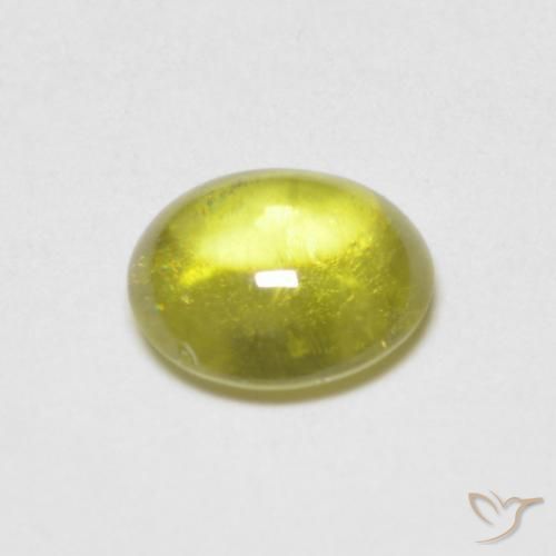 esfena Amarillo limón natural de 0.82 ct, Ovalada, Transparente