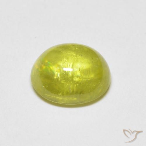 esfena Amarillo medio natural de 1.57 ct, Ovalada, Transparente