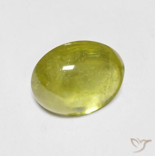 esfena Amarillo limón natural de 2.64 ct, Ovalada, Transparente