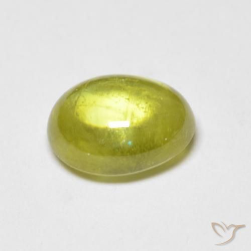 esfena Amarillo limón natural de 2.64 ct, Ovalada, Transparente