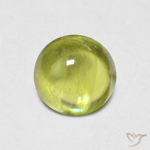 0.85ct Natural Verde bosque cálido esfena, Redondo, Transparente