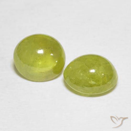 Gemas de esfena Pineapple yellow natural de 3.74 ct, Ovalada, Translúcido