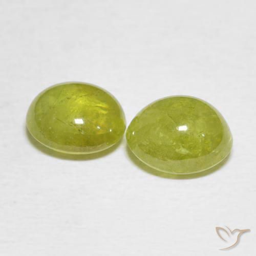 Gemas de esfena Pineapple yellow natural de 3.74 ct, Ovalada, Translúcido