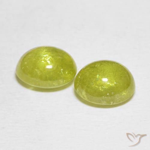Gemas de esfena Amarillo medio natural de 3.79 ct, Ovalada, Transparente