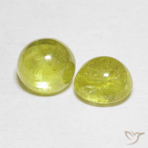 Gemas de esfena Pineapple yellow natural de 3.07 ct, Ovalada, Transparente