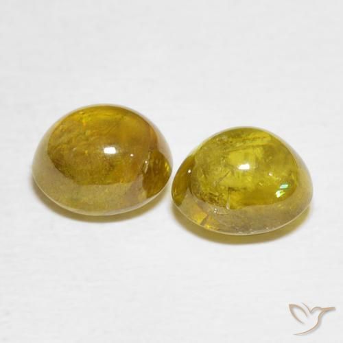 Gemas de esfena Amarillo medio natural de 3.89 ct, Ovalada, Transparente