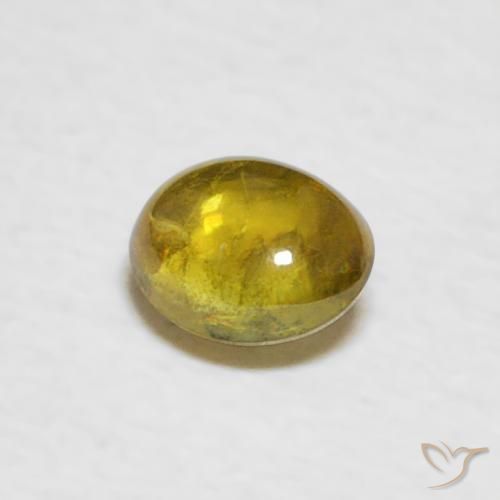 esfena Amarillo terroso natural de 0.39 ct, Ovalada, Transparente