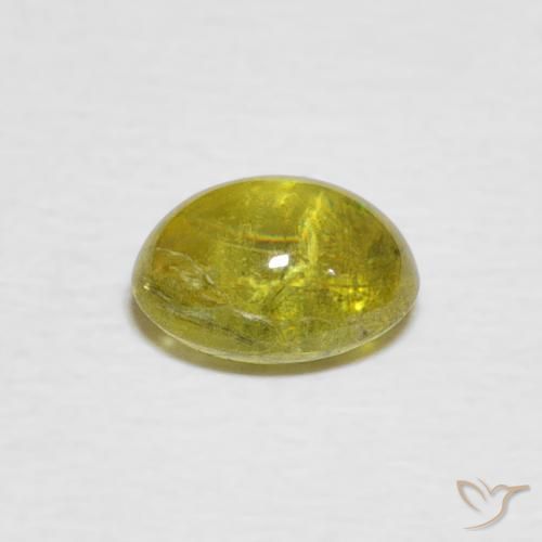 esfena Amarillo limón natural de 1.28 ct, Ovalada, Transparente