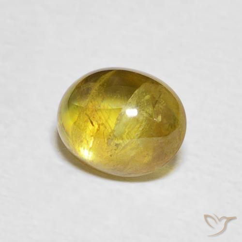 esfena Amarillo amarronado natural de 1.58 ct, Ovalada, Transparente