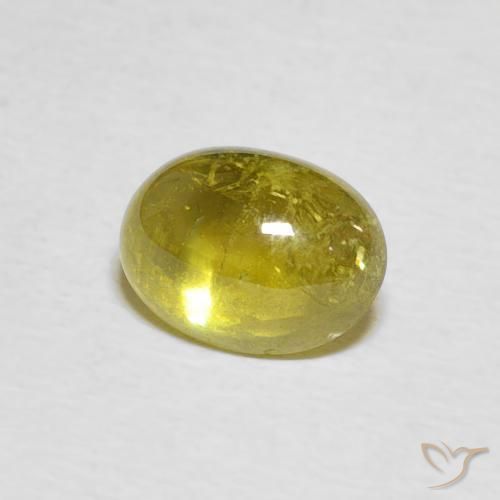 esfena Amarillo medio natural de 2.12 ct, Ovalada, Transparente