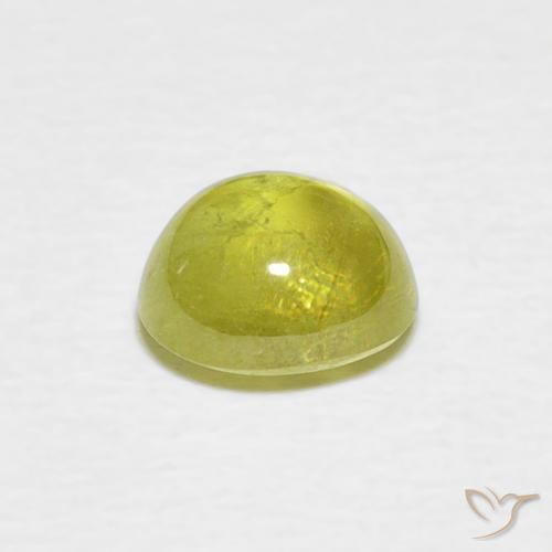 esfena Verde amarillento natural de 1.53 ct, Ovalada, Transparente
