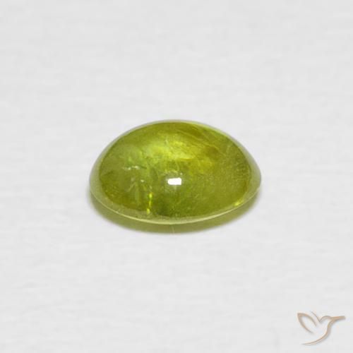 esfena Verde amarillento natural de 0.91 ct, Ovalada, Transparente