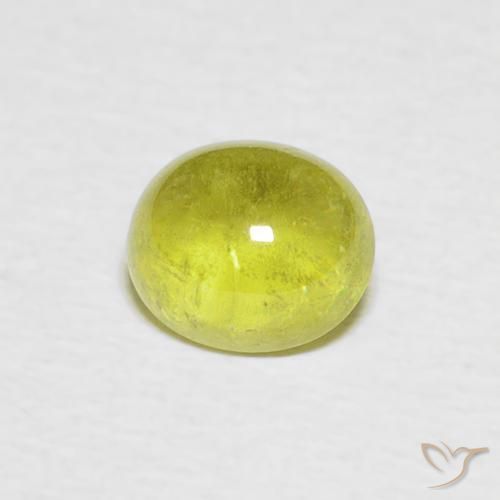 esfena Verde medio natural de 1.08 ct, Ovalada, Transparente