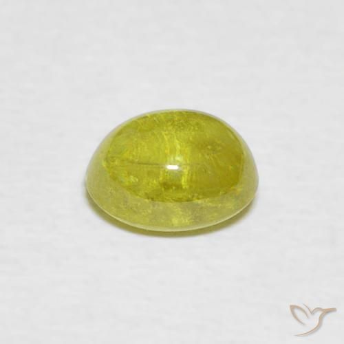 esfena Verde medio natural de 1.08 ct, Ovalada, Transparente