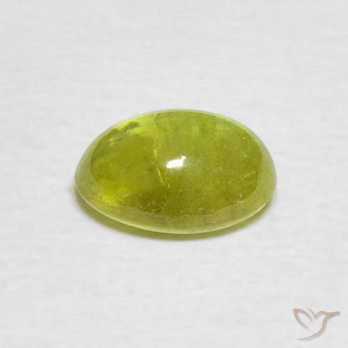 esfena Amarillo medio natural de 1.30 ct, Ovalada, Transparente / Translúcido