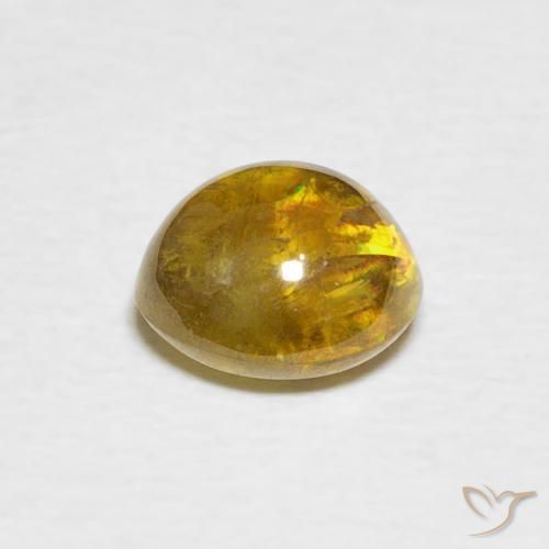 esfena Dorado verdoso natural de 2.03 ct, Ovalada, Transparente