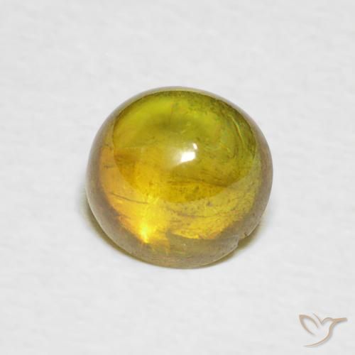 esfena Amarillo medio natural de 1.31 ct, Ovalada, Transparente
