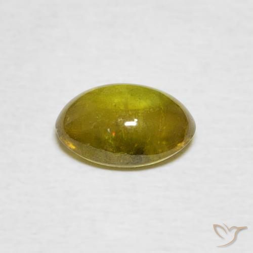 esfena Amarillo medio natural de 1.11 ct, Ovalada, Transparente