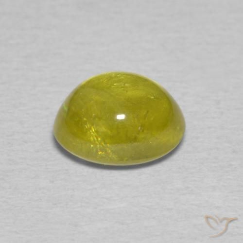 esfena Verde amarillento natural de 1.53 ct, Ovalada, Transparente