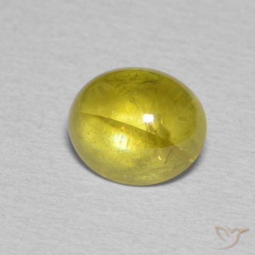 esfena Amarillo medio natural de 1.63 ct, Ovalada, Transparente