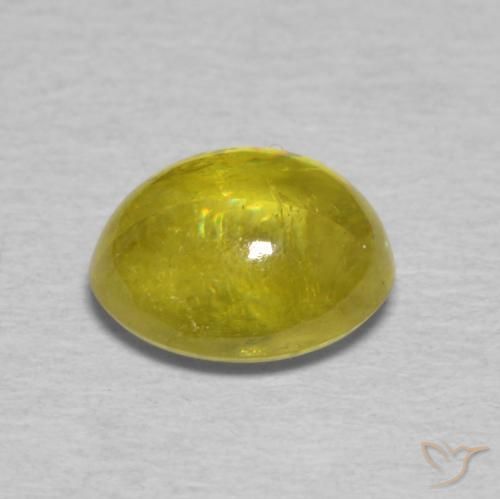 esfena Amarillo medio natural de 1.63 ct, Ovalada, Transparente