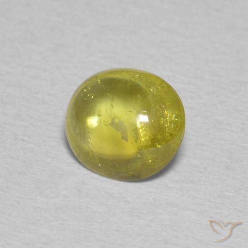 esfena Amarillo limón natural de 1.12 ct, Ovalada, Transparente
