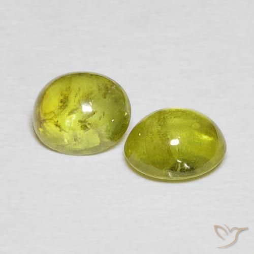 Gemas de esfena Verde amarillento natural de 2.10 ct, Ovalada, Transparente
