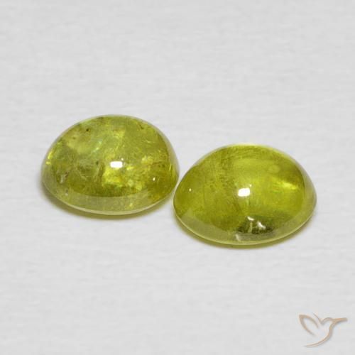 Gemas de esfena Verde amarillento natural de 2.10 ct, Ovalada, Transparente