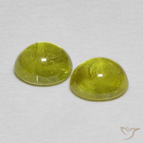 Gemas de esfena Verde medio natural de 2.11 ct, Ovalada, Transparente