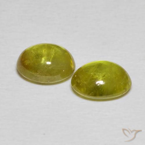 Gemas de esfena Verde bosque cálido natural de 3.13 ct, Ovalada, Transparente