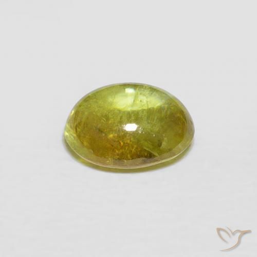 esfena Amarillo verdoso natural de 1.58 ct, Ovalada, Transparente