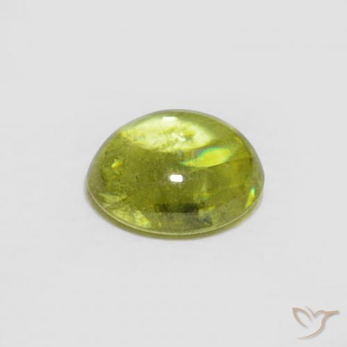 esfena Verde bosque cálido natural de 0.57 ct, Ovalada, Transparente