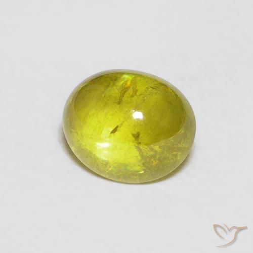 esfena Amarillo medio natural de 1.52 ct, Ovalada, Transparente