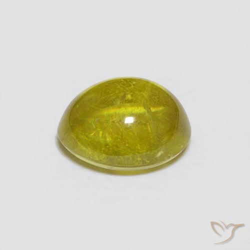 esfena Amarillo medio natural de 1.52 ct, Ovalada, Transparente