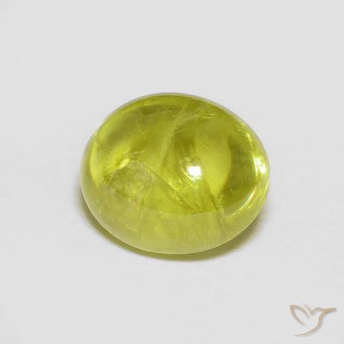esfena Verde medio natural de 2.42 ct, Ovalada, Transparente