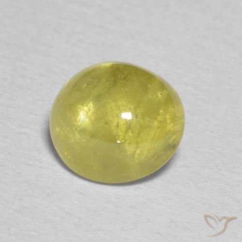 esfena Marrón verde dorado natural de 1.62 ct, Ovalada, Transparente